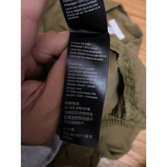 Topshop Women's Olive Green cropped Button-Up Tie-Front collared Shirt Size US 6 - Picture 5 of 8